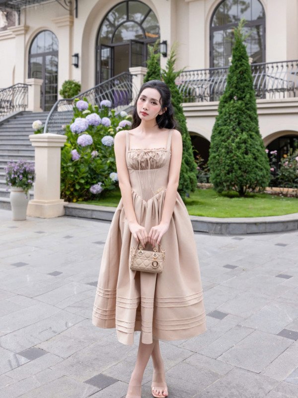 Eudora Midi Dress – Brown